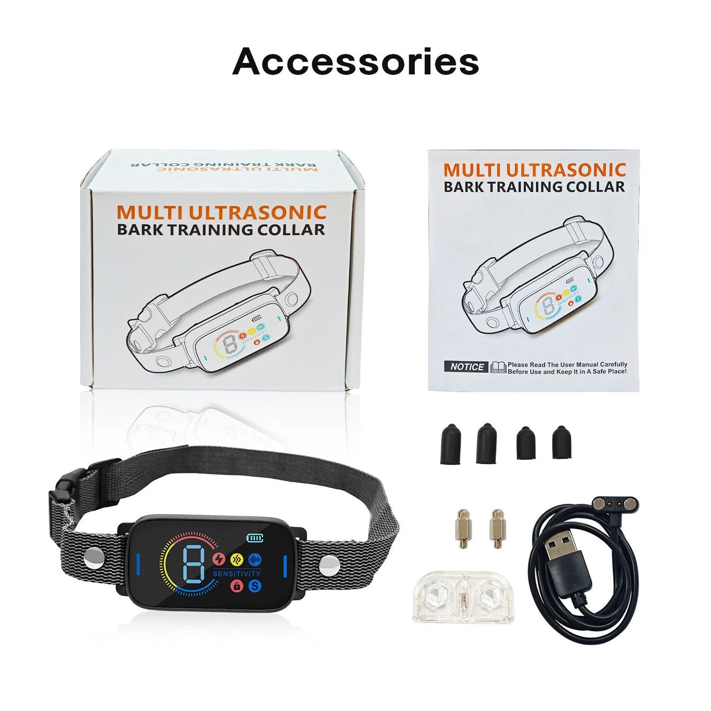 SGSPET Ultrasonic Color Screen Anti-Bark Collar Training Shock Pet No Barking