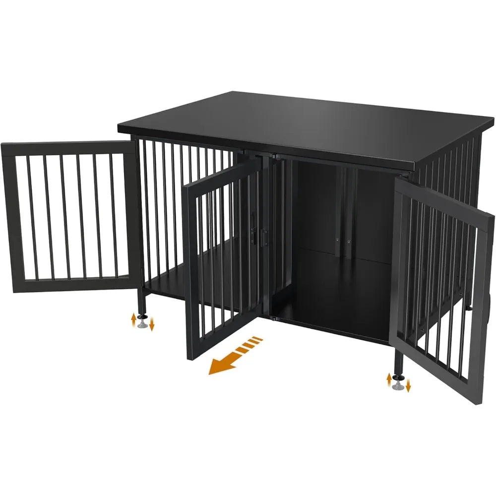 Double Dog Crate with Divider for 2 Small or 1 Dog, Furniture Style Kennel Indoor Cage with Removable Panel (Int.dims:36.2”Wx24