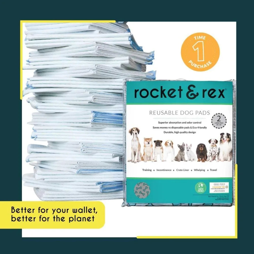 rocket & rex Dog Premium Chew Toy Set and Reusable and Washable Pet Pads for Small to Medium Breeds, Bundle and Save
