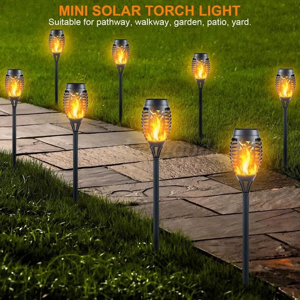 Flames Solar Torch Light Set-4 Pcs, Automatic On/Off,Long-lasting Solar Power for Gardens&Decorative Driveways IP waterproof