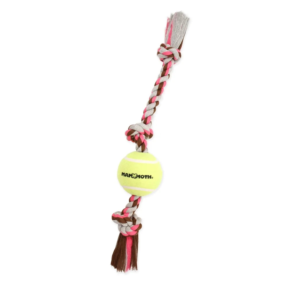 Large 24 Inch 3 Knot Tug Rope Dog Toy with Tennis Ball Interactive Play and Dental Hygiene Safe Non-Toxic Chew Toy