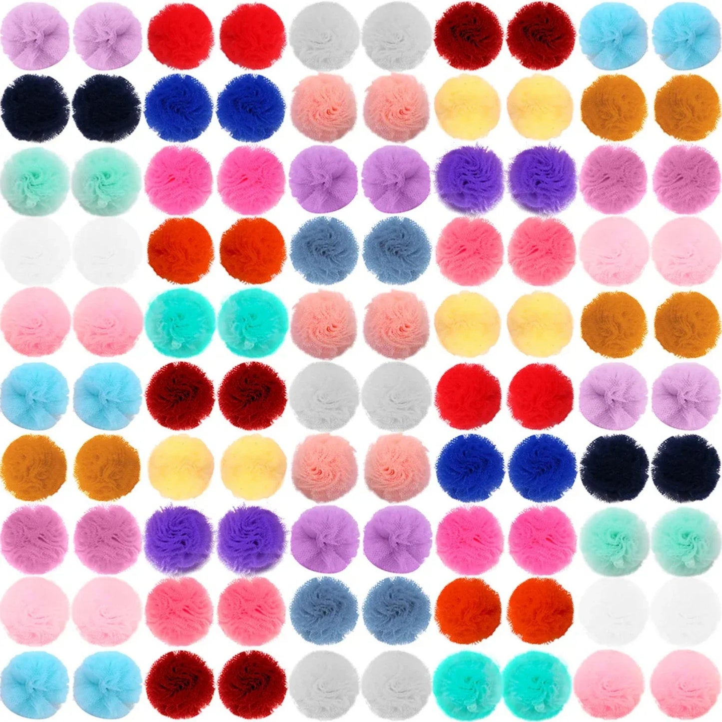40PCS Pet Dog Hair Accessories Samll dog Puppy Cat Hair Bows Round Lace Bows rubber bands Pet Grooming products 2CM