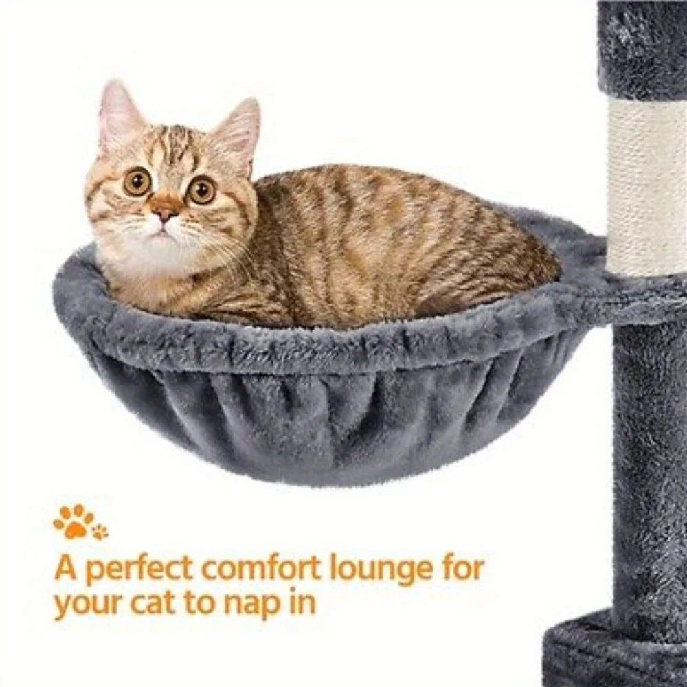 Cat Tree Cat Tower 76.5inch with Scratching Posts 3 Condos for Medium Cats Play