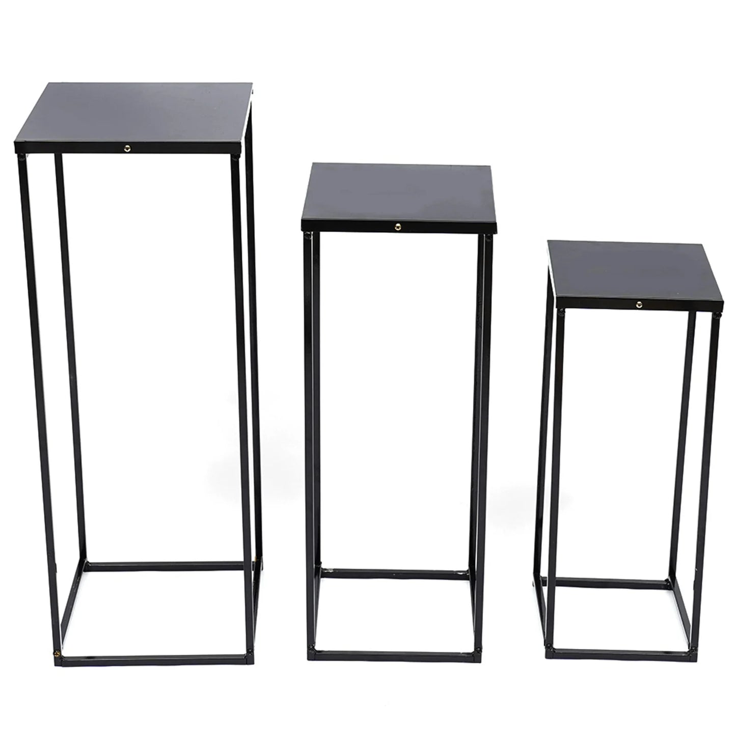 Set of 3 Metal Square Flower Stands Plant Stand Rack Art Column Road Lead Gold/Black Flower Holder For Living Room Wedding Decor