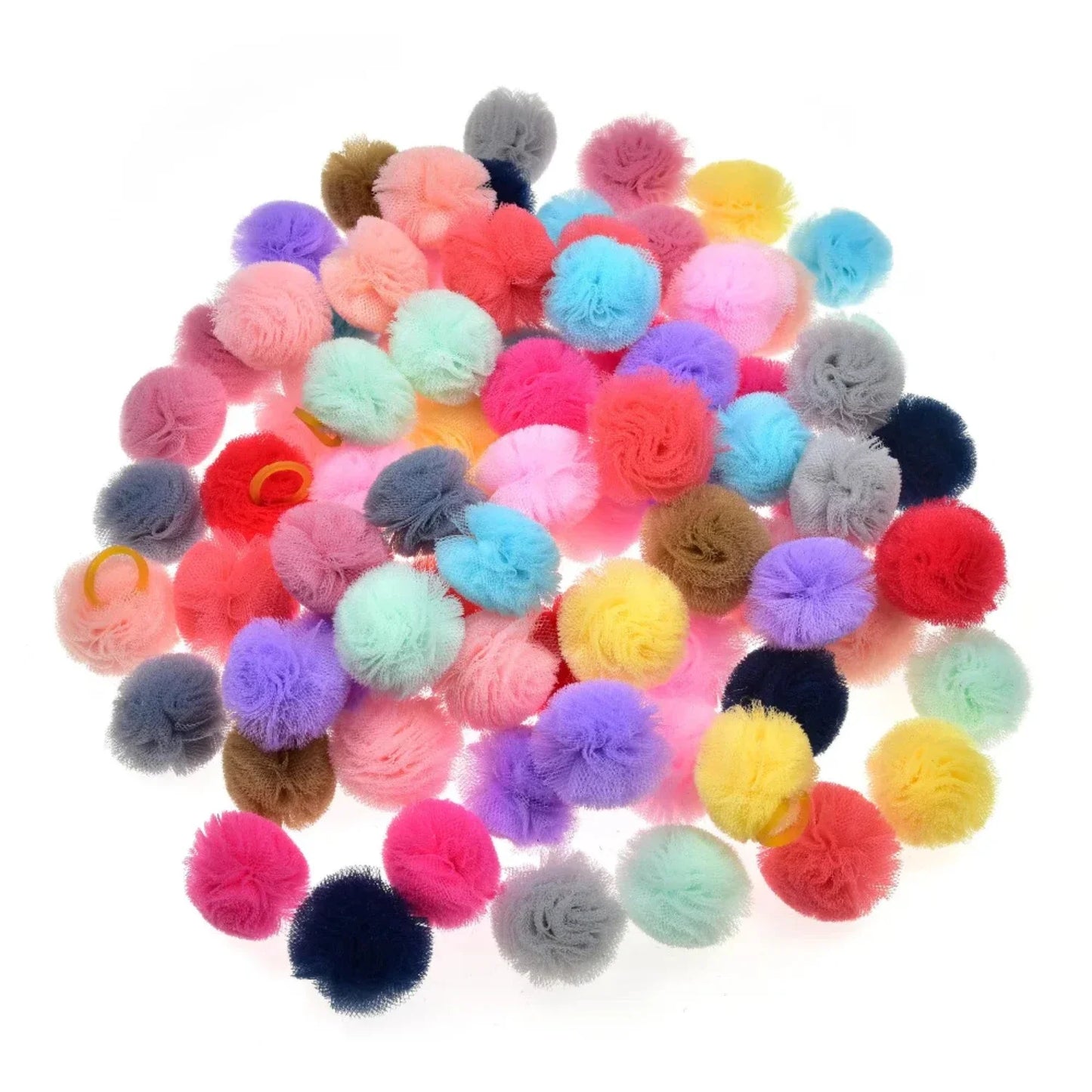 40PCS Pet Dog Hair Accessories Samll dog Puppy Cat Hair Bows Round Lace Bows rubber bands Pet Grooming products 2CM