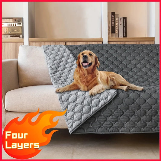 Reversible Dog Blanket - Double-Sided Bone Pattern Bed Sofa Cover, Washable Protector for Dogs & Cats, Indoor Outdoor