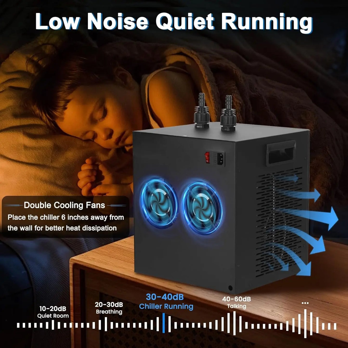 Aquarium Chiller for Fish Tank 79Gal Hydroponic Water Chiller 1/3HP Axolotl Cooler with Remote Control Pump Pipe Pet Products