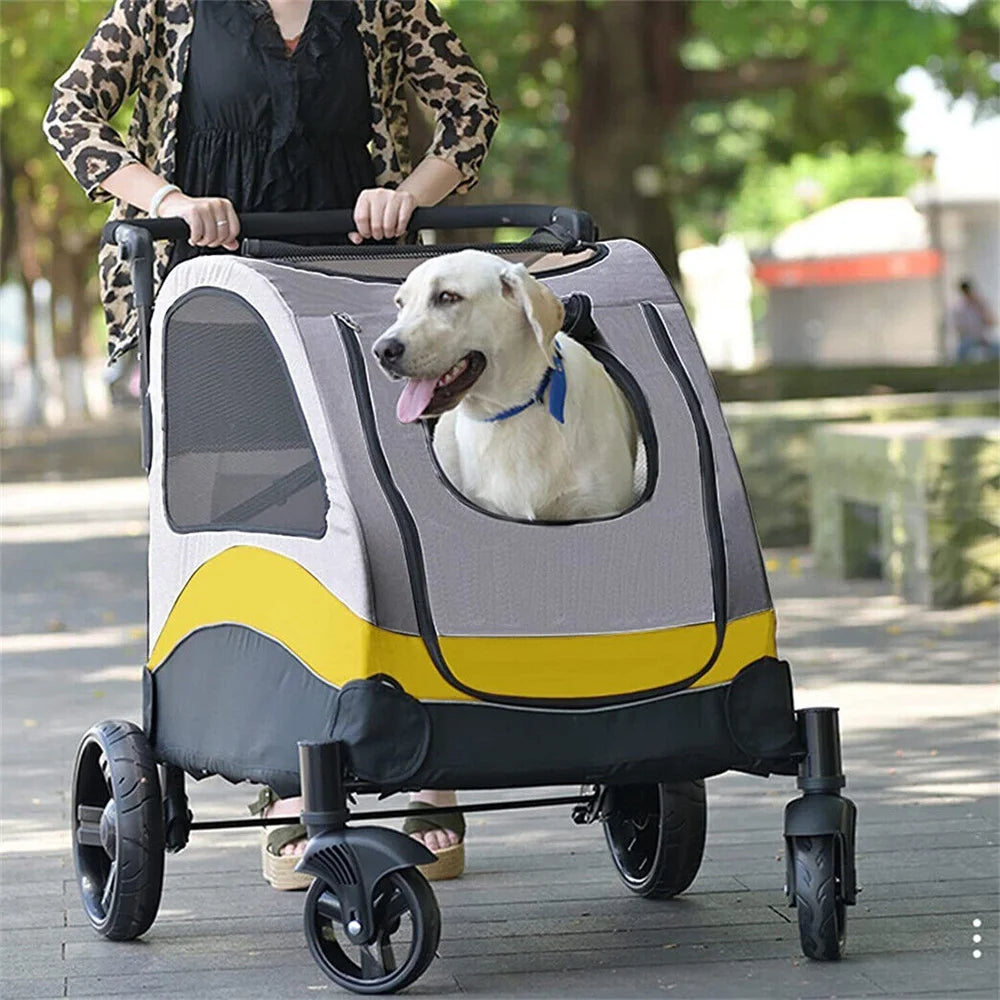 Extra Large Dog Stroller Buggy Portable 4 Wheels Dog Stroller with Breathable Mesh Window Adjustable Handle for Medium Large Dog