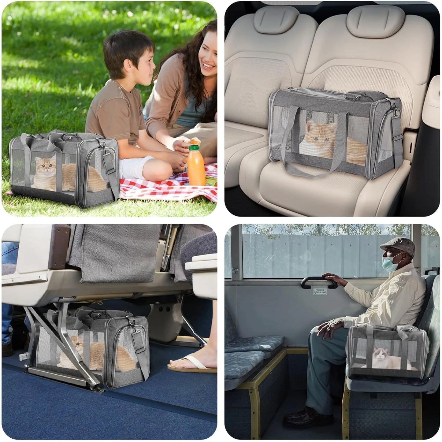 Airline Approved Pet Carrier for Cats Dogs Soft Travel Bag with Breathable Honeycomb Board,Removable Support Board for Pet
