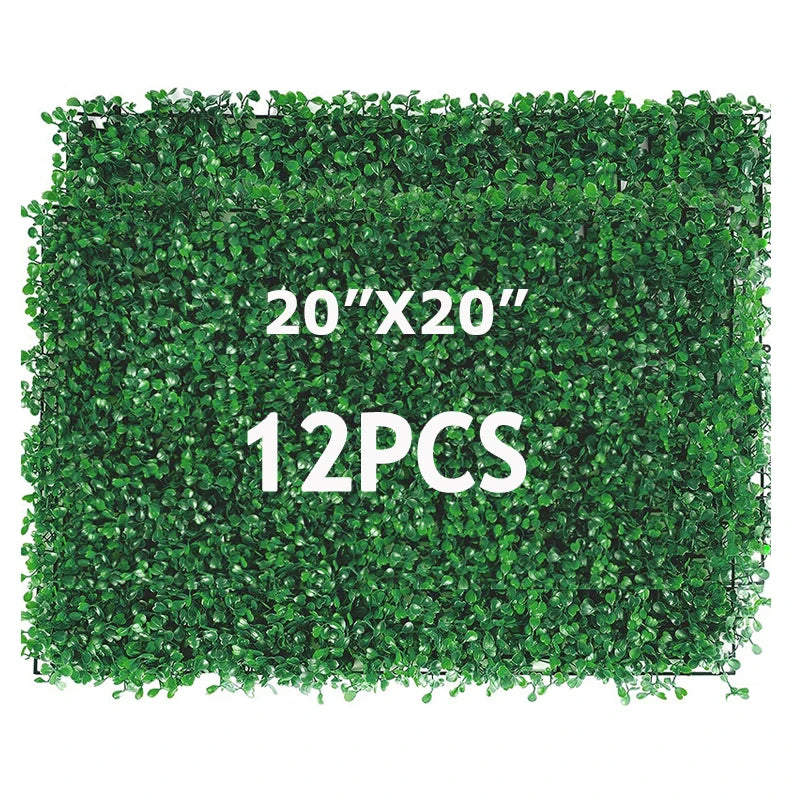 Artificial Bright Green Plant Wall Landscape Christmas Home Decoration Fake Plants Lawn Privacy Fence, Boxwood Grass Panel Decor