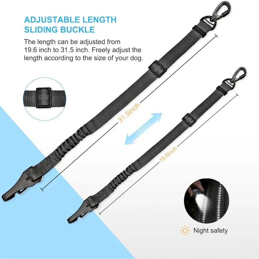 Dog Seat Belt for Car Dog Car Harness Dog Seatbelt in Car Safety Leash with Woven Elastic Nylon Buffer Adjustable Rotating Buck