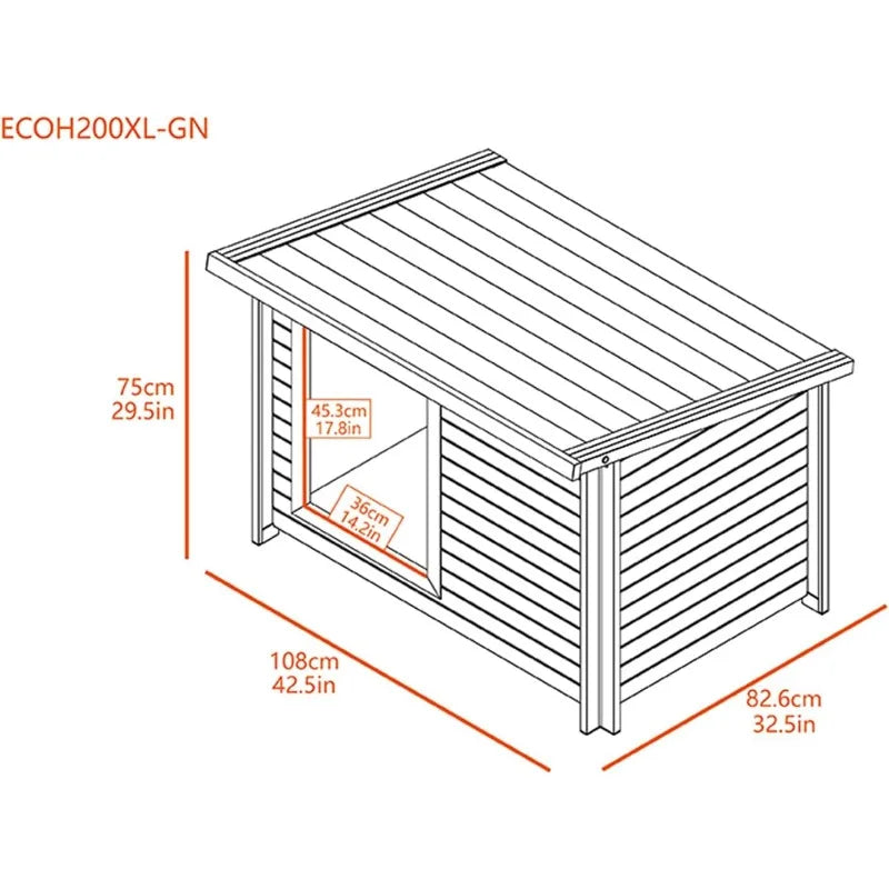 Pet ECOFLEX Rustic Lodge XL Dog House - Grey, Wood Plastic Composite, Easy Assembly, Elevated Floor, Fits Dogs Up to 150