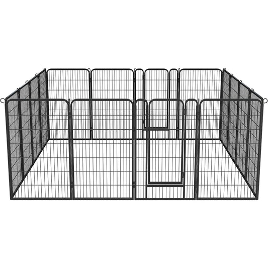 Dog Playpen Outdoor 47 inch 16 Panels Indoor Dog Fence Metal Dog Pen Heavy Duty Pet Exercise Pen for RV/Camping/Garden