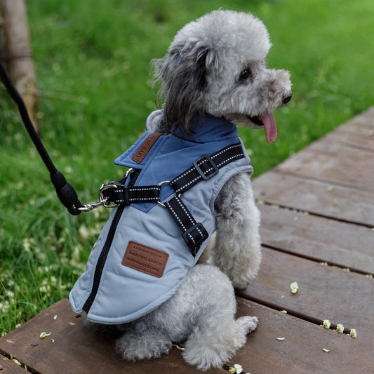 Winter Pet Dog Jacket With Harness Warm Dog Clothes For Labrador Waterproof Big Dog Coat Chihuahua French Bulldog Outfits