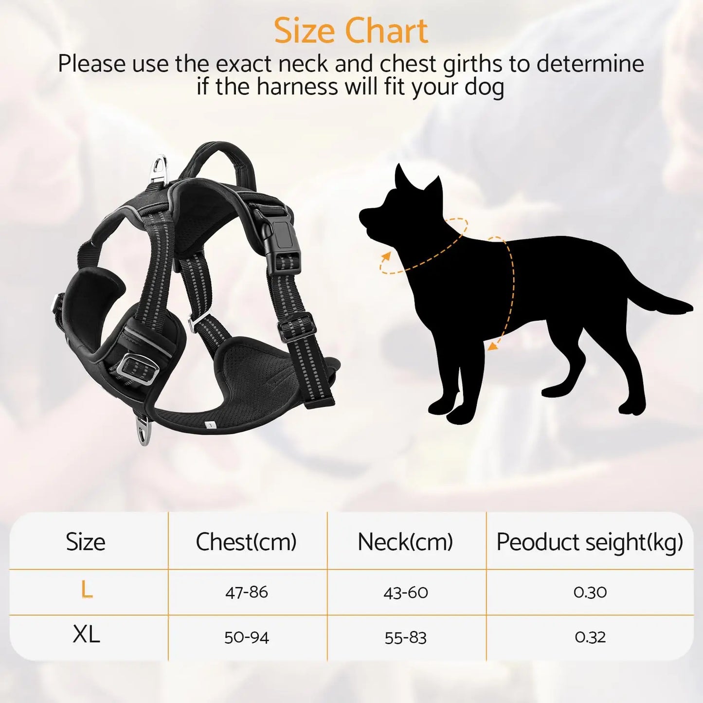 No-Pull Adjustable Dog Harness for Large Dogs 2 Leash Clips,Reflective,No-Choke,Soft Padded Vest with Breathable Mesh