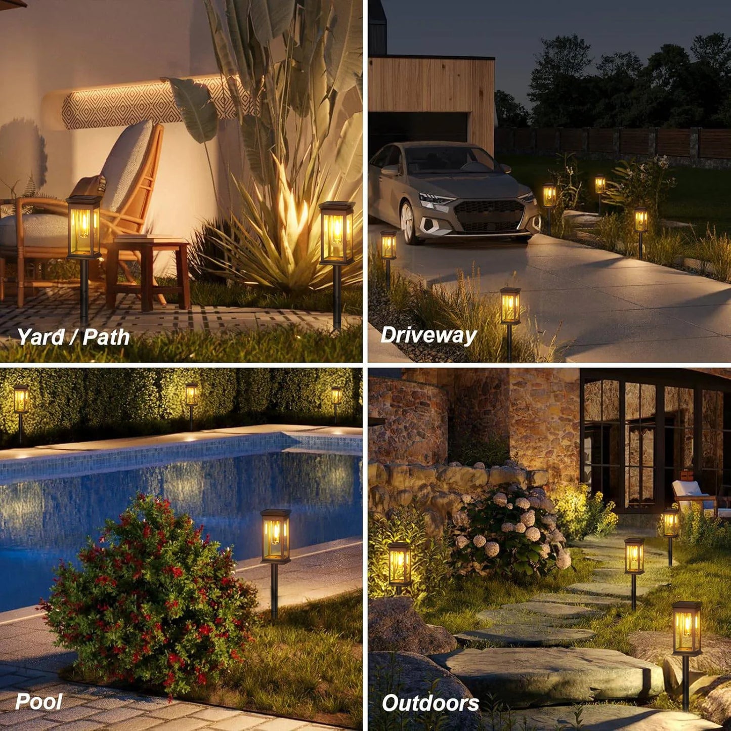 12 Pack [Upgraded] Solar Lights, 2700K Warm White, Super Bright 12Hrs, for Yard/Garden Walkway