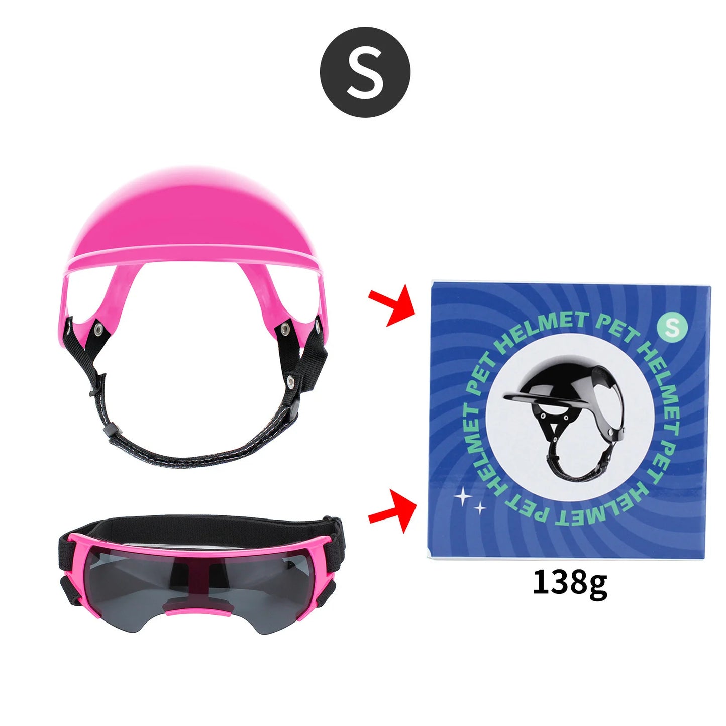 LETVIA Pet Helmet Glasses Set Dog Motorcycle Helmet Safety Helmet Sun-protective Pet Goggles Outdoor Photo Headwear Accessories