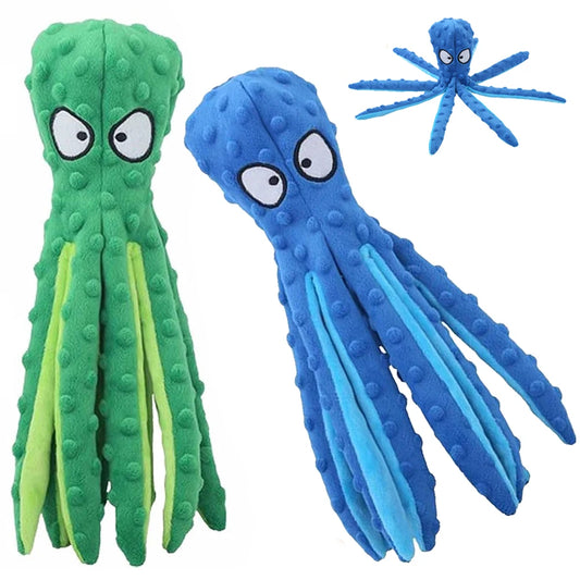 2Pcs Dog Vocal Toys Octopus Non-stuffed Soft Plush Toy Puppy Educational Teething Dog Chew Puppy Training Toys Pet Supplies