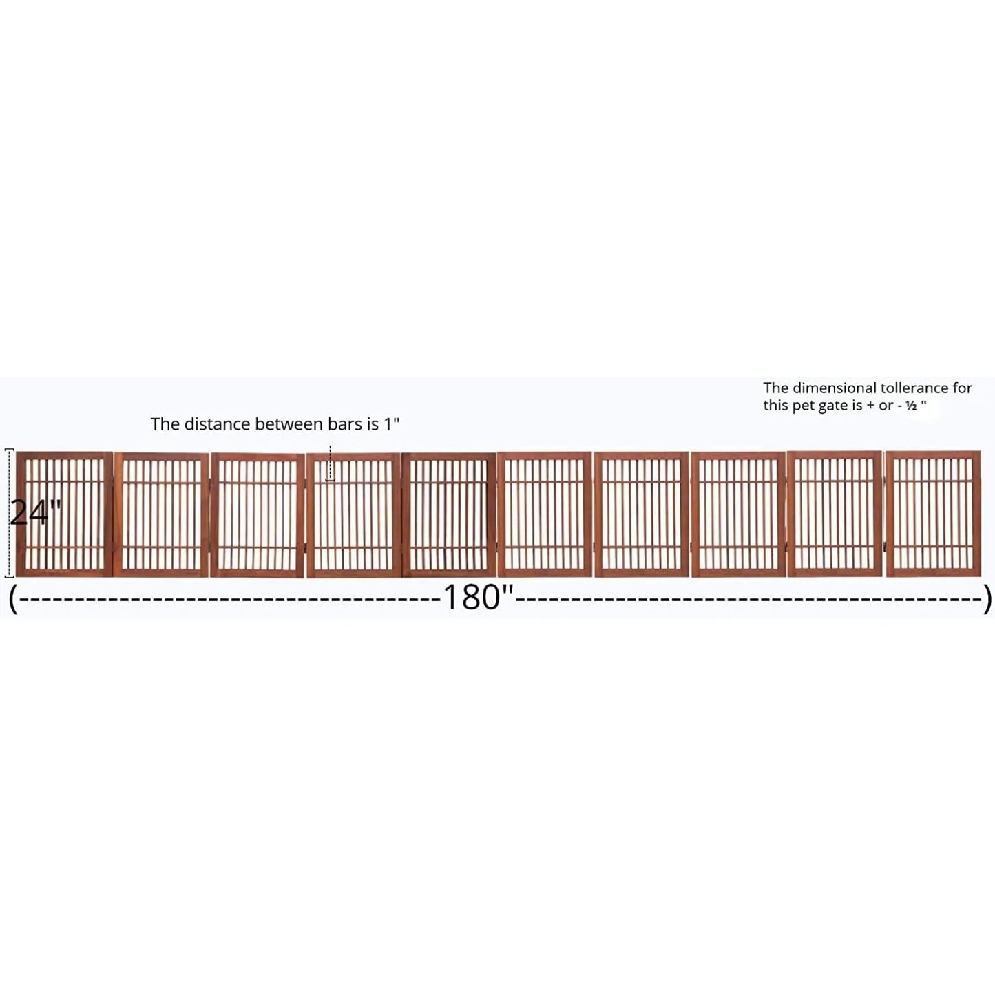 Pet Dog Gate Strong and  standing Folding Acacia Hardwood Portable Wooden Fence Indoors or Outdoors Foldabl