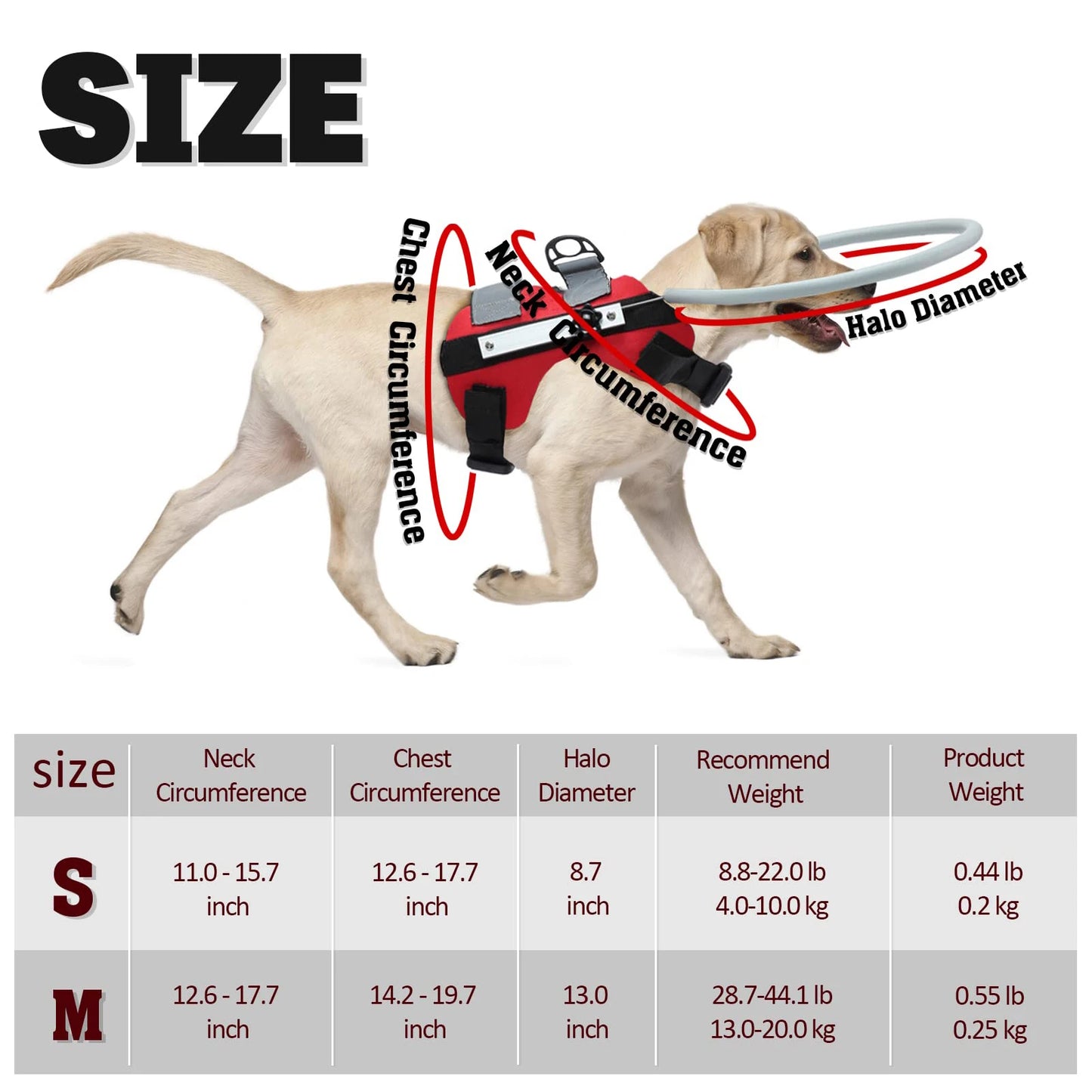 Blind Dog Halo Harness, Anti-Collision Blind Halo Ring for 11"-20" Visually Impaired Pets