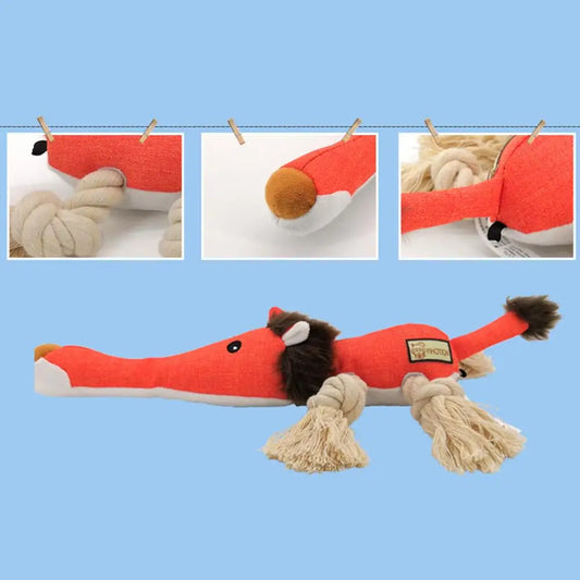 Plush Dog Toys With Squeakers Cotton Rope Knot Biting And Grinding Toys Bite-resistant Interactive Dog Chew Toy Cleaning Teeth