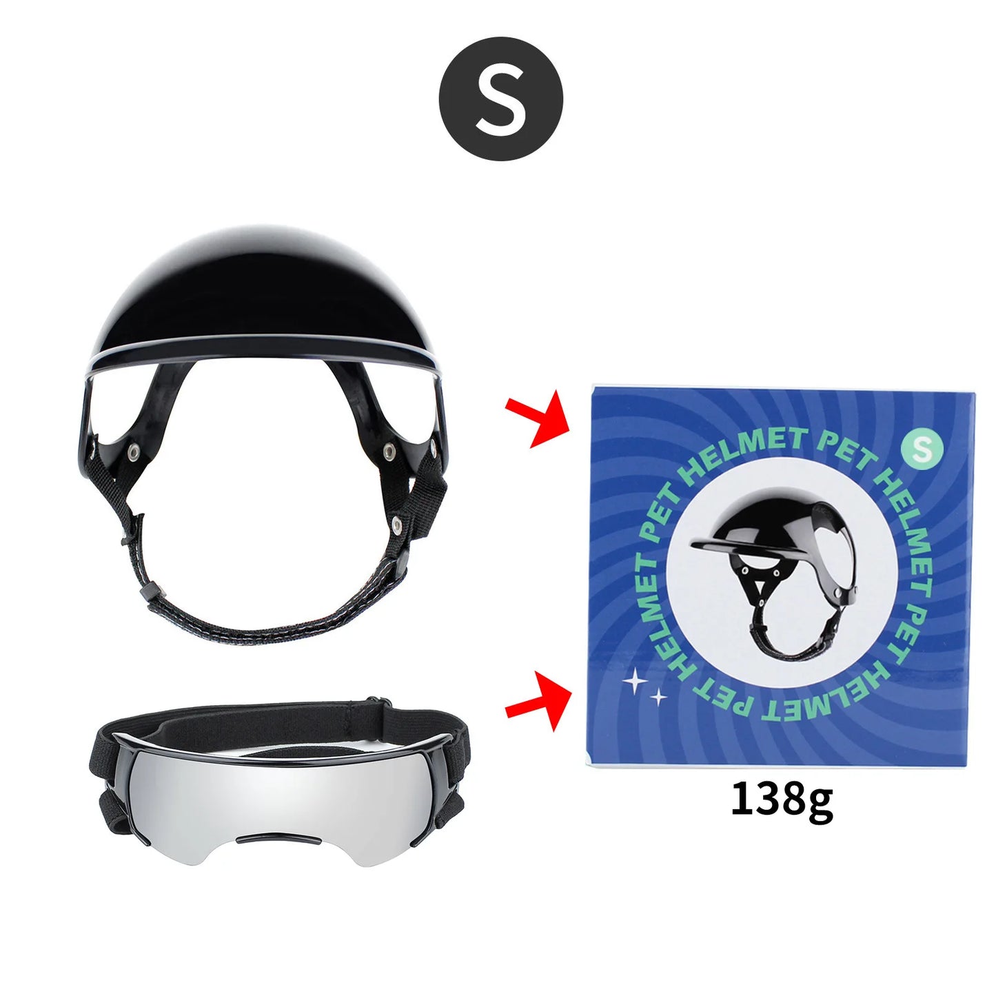 LETVIA Pet Helmet Glasses Set Dog Motorcycle Helmet Safety Helmet Sun-protective Pet Goggles Outdoor Photo Headwear Accessories