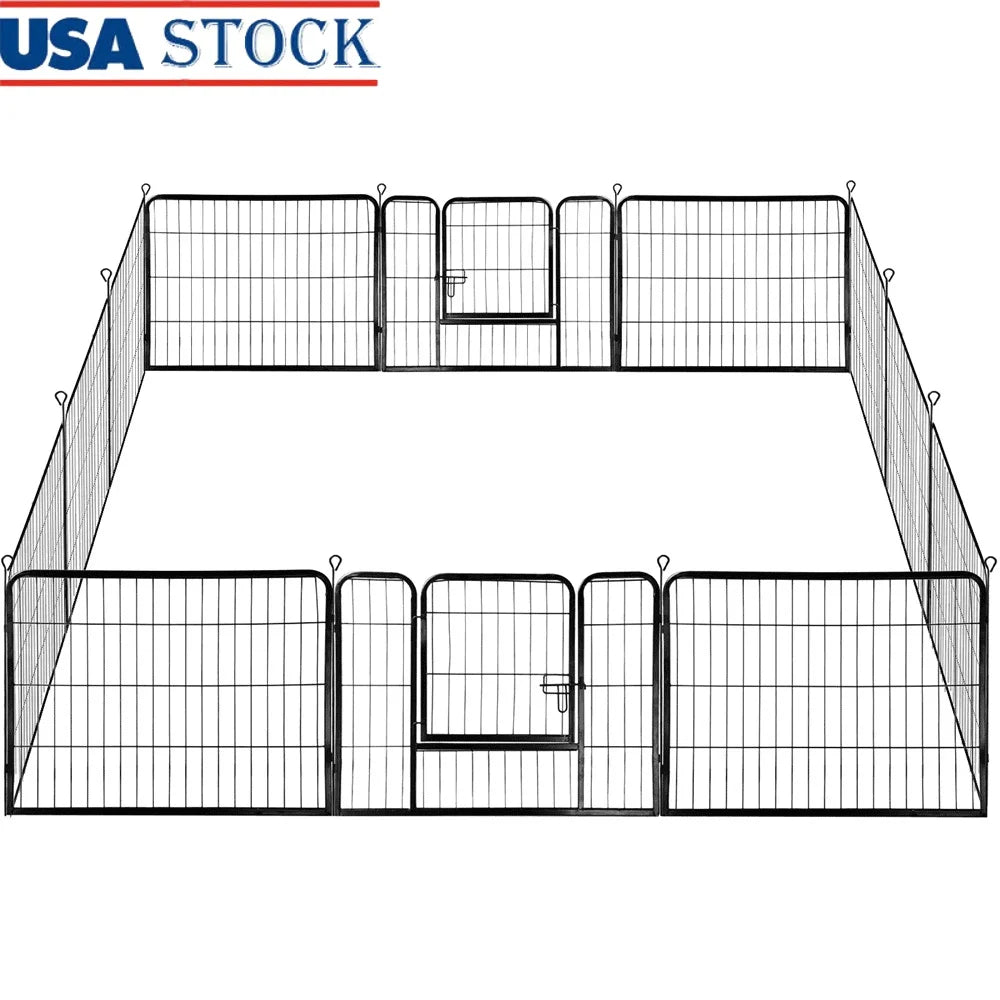 Heavy Duty 12 Panels Dog Playpen Pet Exercise Fence Indoor Outdoor Use Easy Setup Hexagon Shape Suitable Dogs Rabbits Ducks