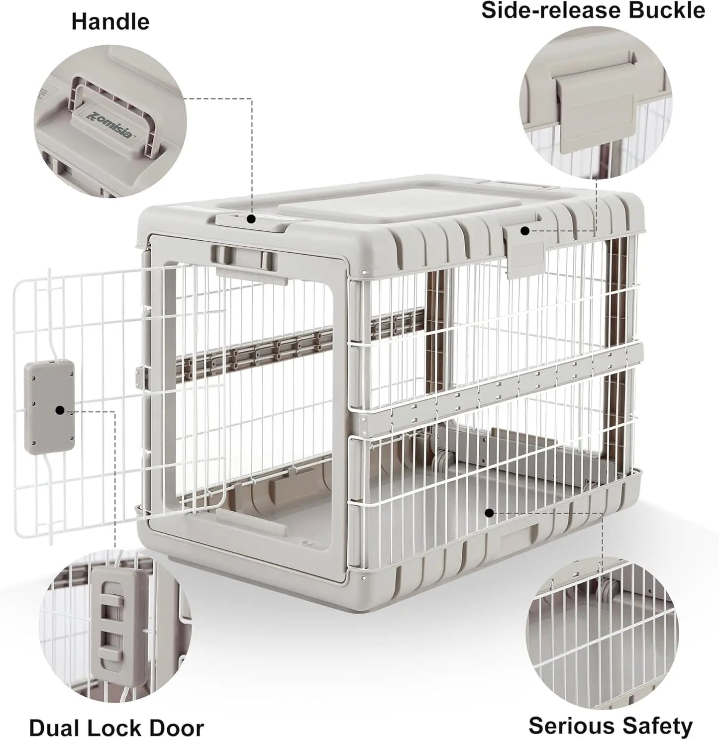 Collapsible Dog Crate for Medium Dogs - 28' L, Foldable Steel Kennel with Wheels, Portable Indoor Carrier, No Tools Needed