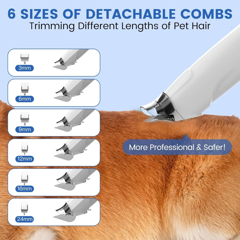 Rechargeable Dog Vacuum for Shedding Grooming, 4000mAh Cordless Dog Grooming Kit with 4 Tools, 3L Dust Cup