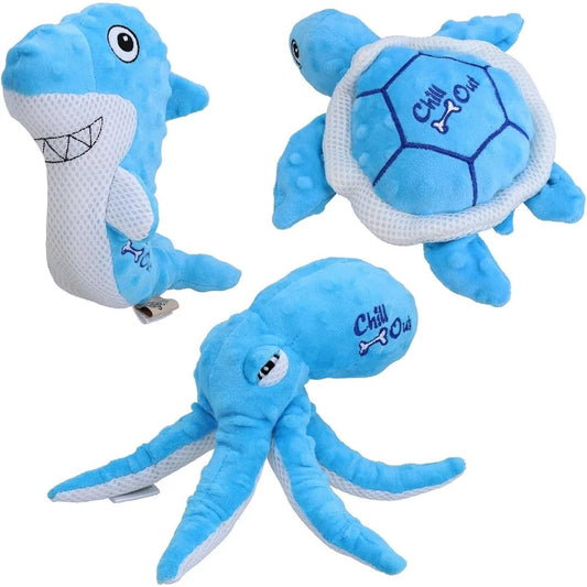 AB Tools Pack of 3 Chill Out Animal Dog Plush Hydration Cooling Summer Play Toy Bundle