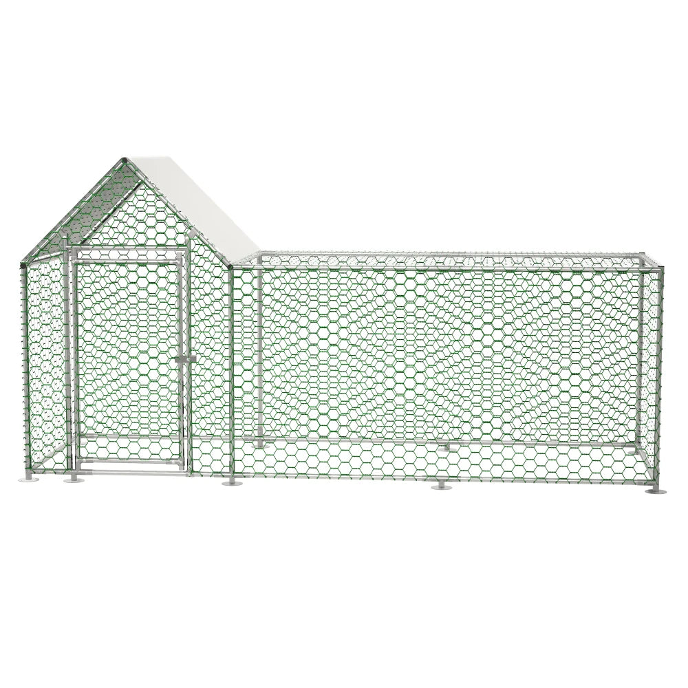 10x3FT Metal Chicken Coop Run Backyard Hen House Poultry Habitat Cage Play Pen Heavy Duty Dog Exercise Fence for Dog Cat Rabbit