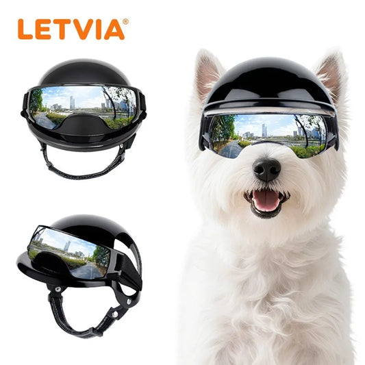 LETVIA Pet Helmet Glasses Set Dog Motorcycle Helmet Safety Helmet Sun-protective Pet Goggles Outdoor Photo Headwear Accessories