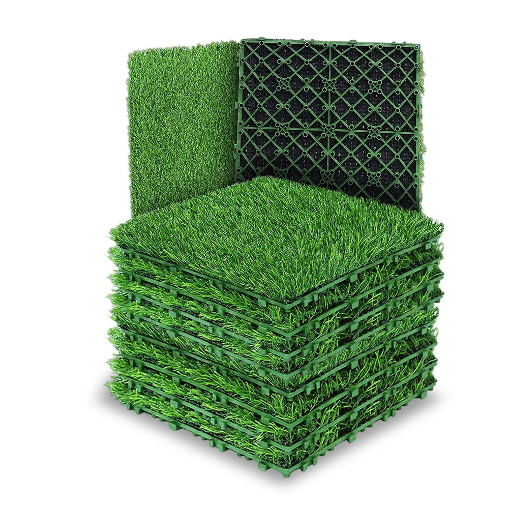 10-30Pcs 12x12 Inch Realistic Grass Turf Tile Interlocking Grass Deck Tiles Turf Mat Grass Rug for Garden Lawn Patio Balcony