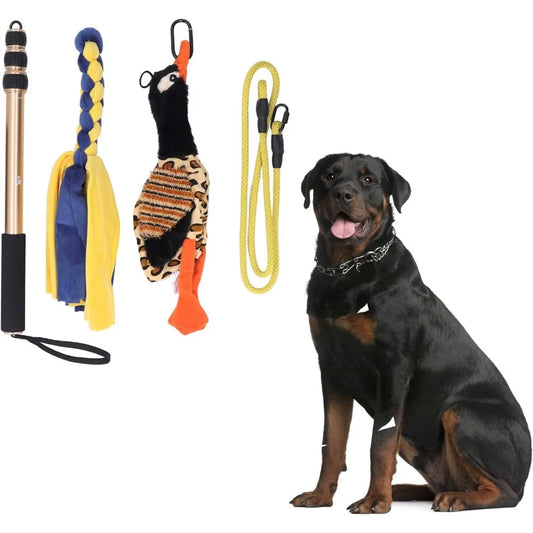 Sorandy Flirt Pole for Dogs Chase and Tug of War, Interactive Toys with Rope Lure Teaser Wand for Outdoor Training and Exercise,