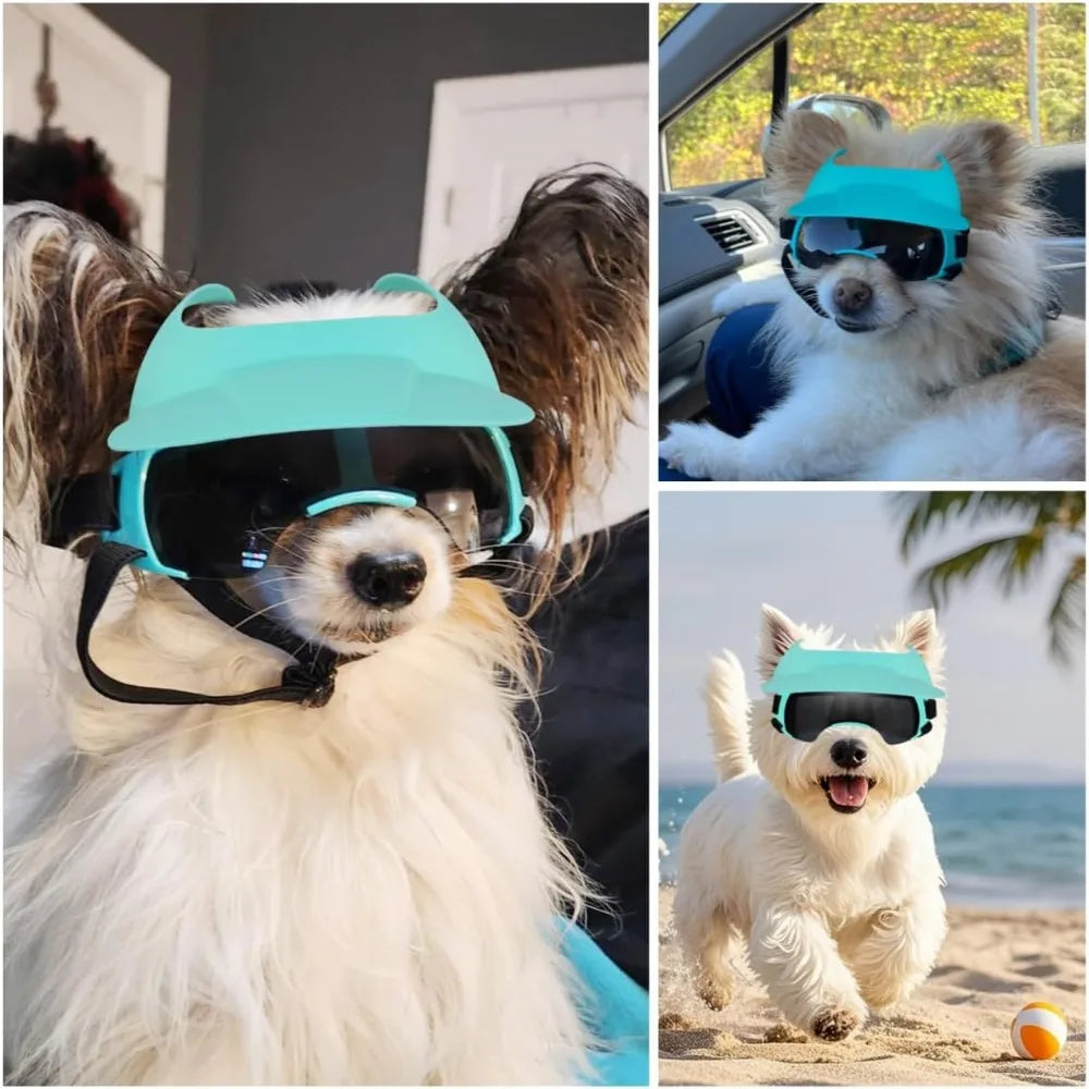 Small Dog Hat and Goggles Set–Adjustable Puppy Sun Hat UV Protection Doggy Sunglasses, Small Dogs Accessories for Party/Beach/Tr