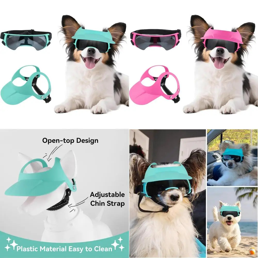 Small Dog Hat and Goggles Set–Adjustable Puppy Sun Hat UV Protection Doggy Sunglasses, Small Dogs Accessories for Party/Beach/Tr