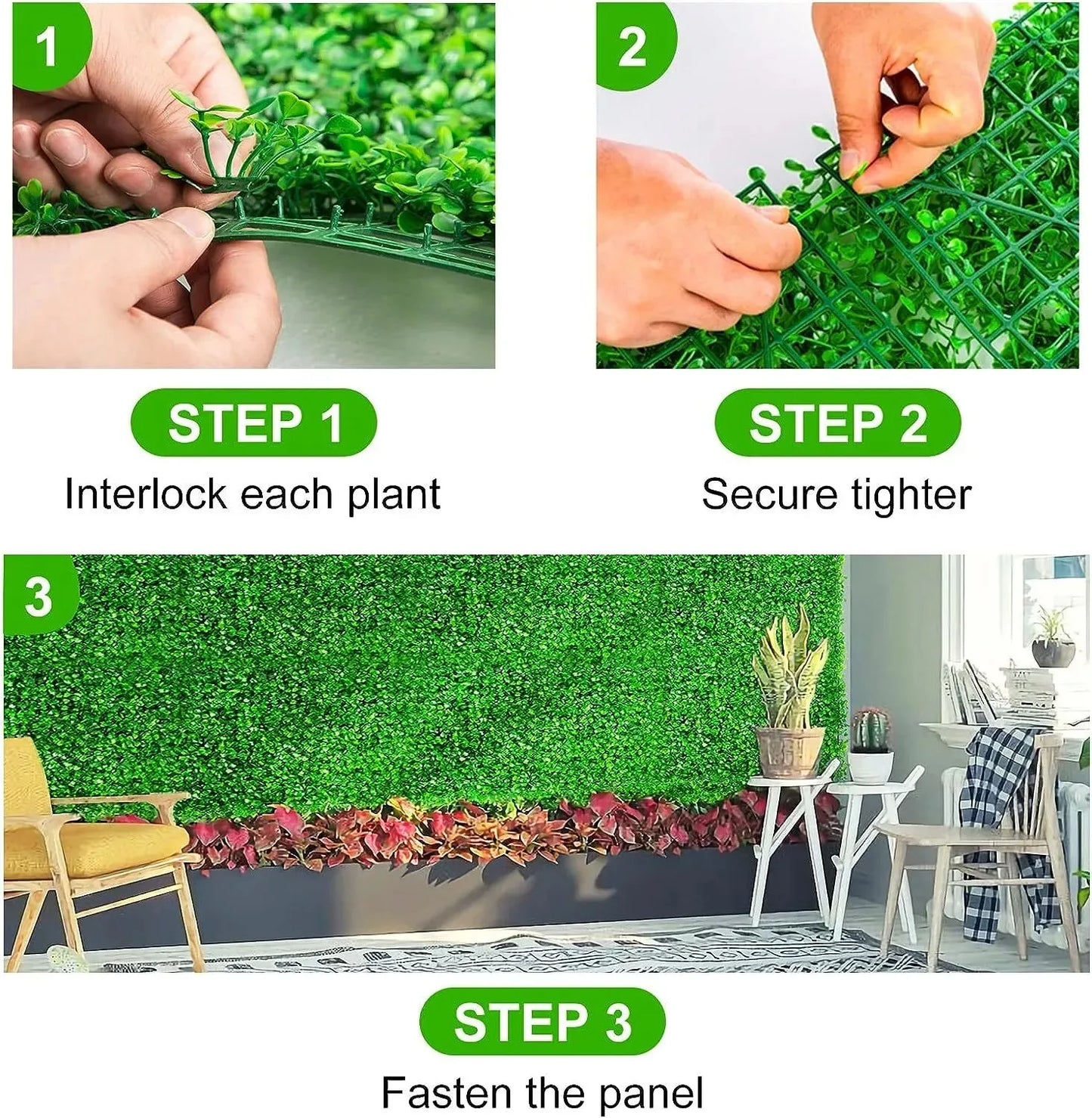 Artificial Bright Green Plant Wall Landscape Christmas Home Decoration Fake Plants Lawn Privacy Fence, Boxwood Grass Panel Decor