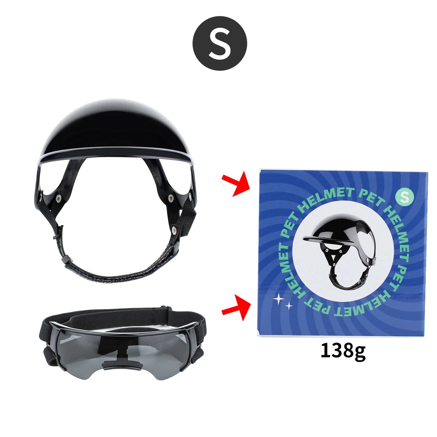LETVIA Pet Helmet Glasses Set Dog Motorcycle Helmet Safety Helmet Sun-protective Pet Goggles Outdoor Photo Headwear Accessories