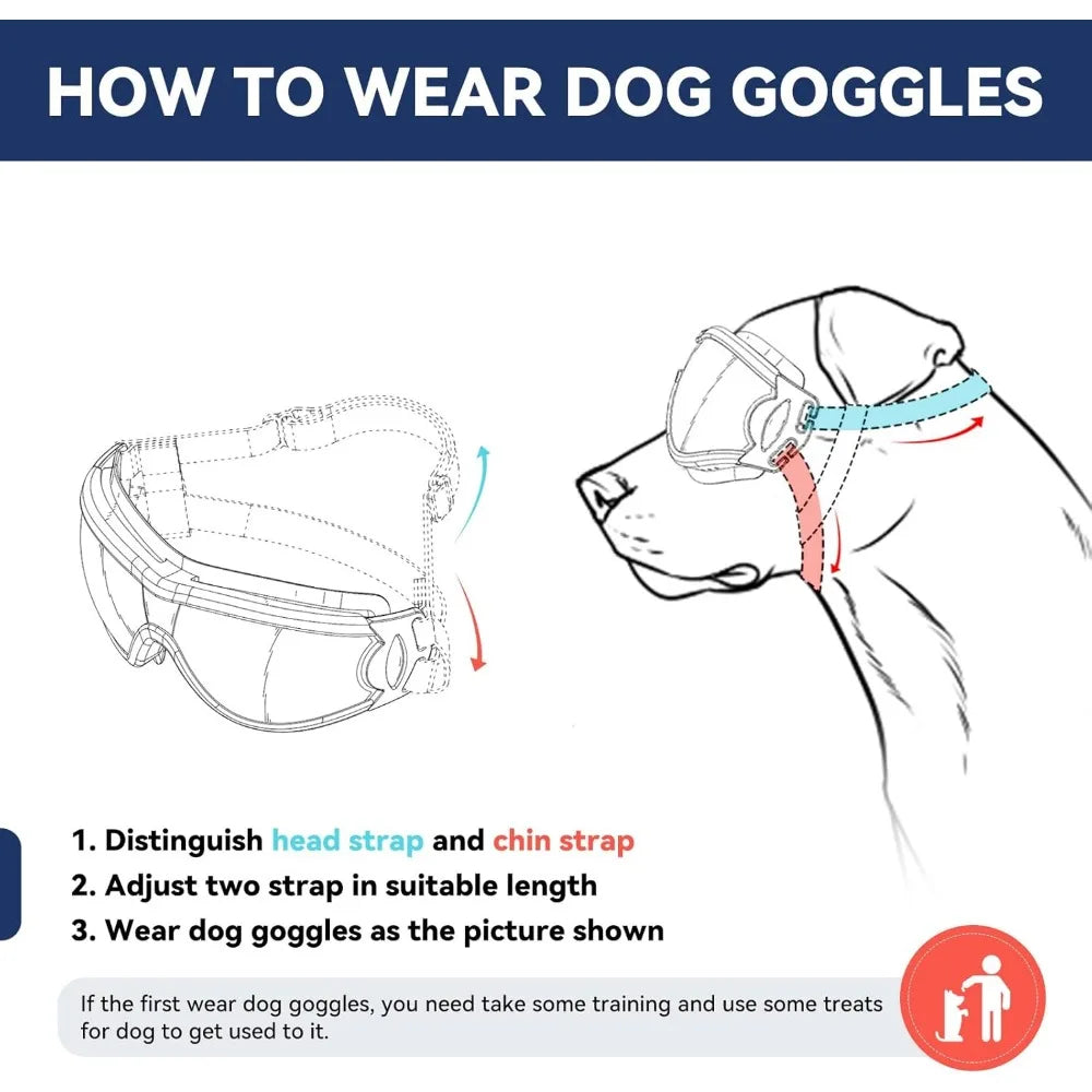 Dog Goggles Dog Sunglasses for Medium to Large Breed Anti-UV Eye Protection with Adjustable Straps- Silver