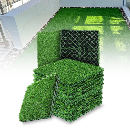10-30Pcs 12x12 Inch Realistic Grass Turf Tile Interlocking Grass Deck Tiles Turf Mat Grass Rug for Garden Lawn Patio Balcony