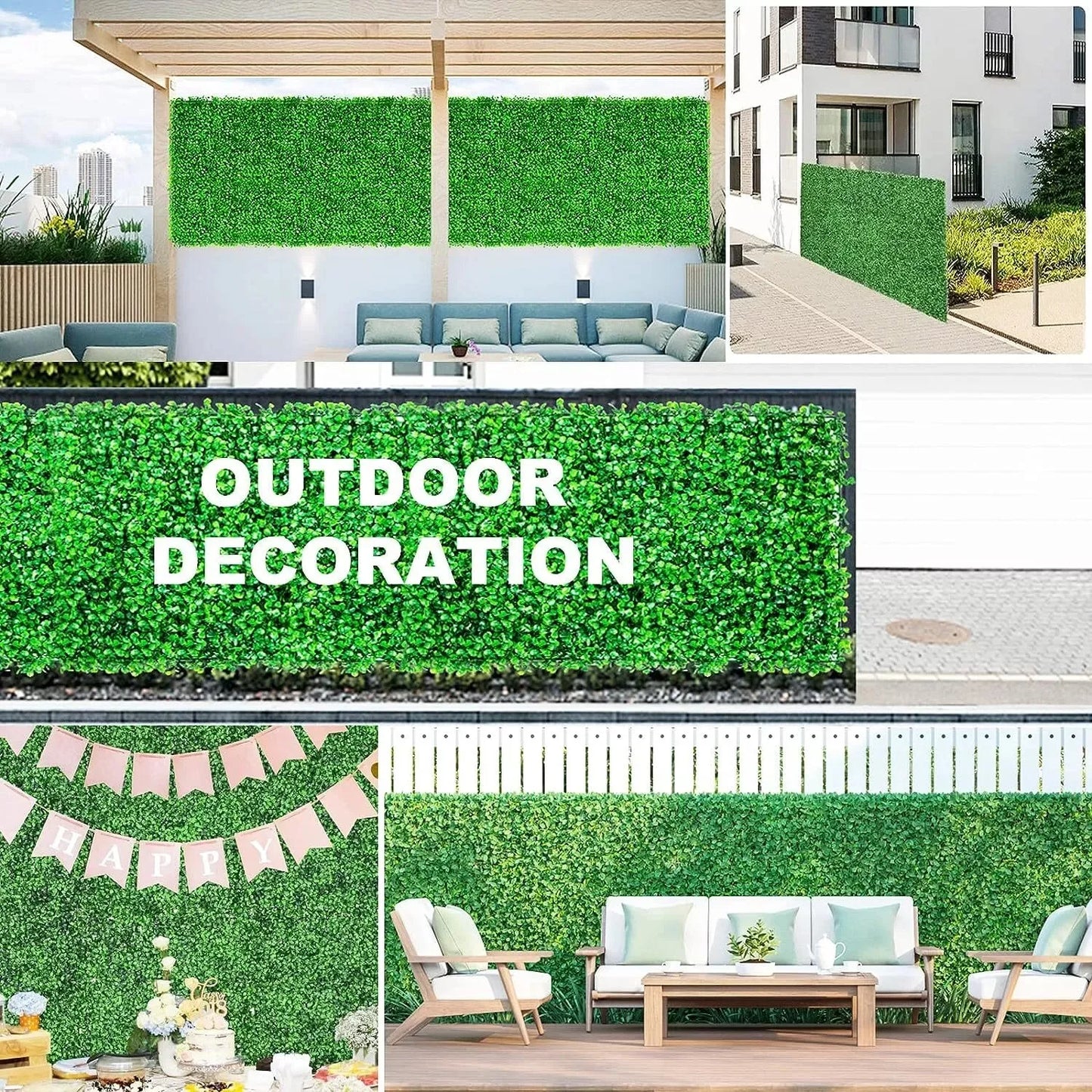 Artificial Bright Green Plant Wall Landscape Christmas Home Decoration Fake Plants Lawn Privacy Fence, Boxwood Grass Panel Decor