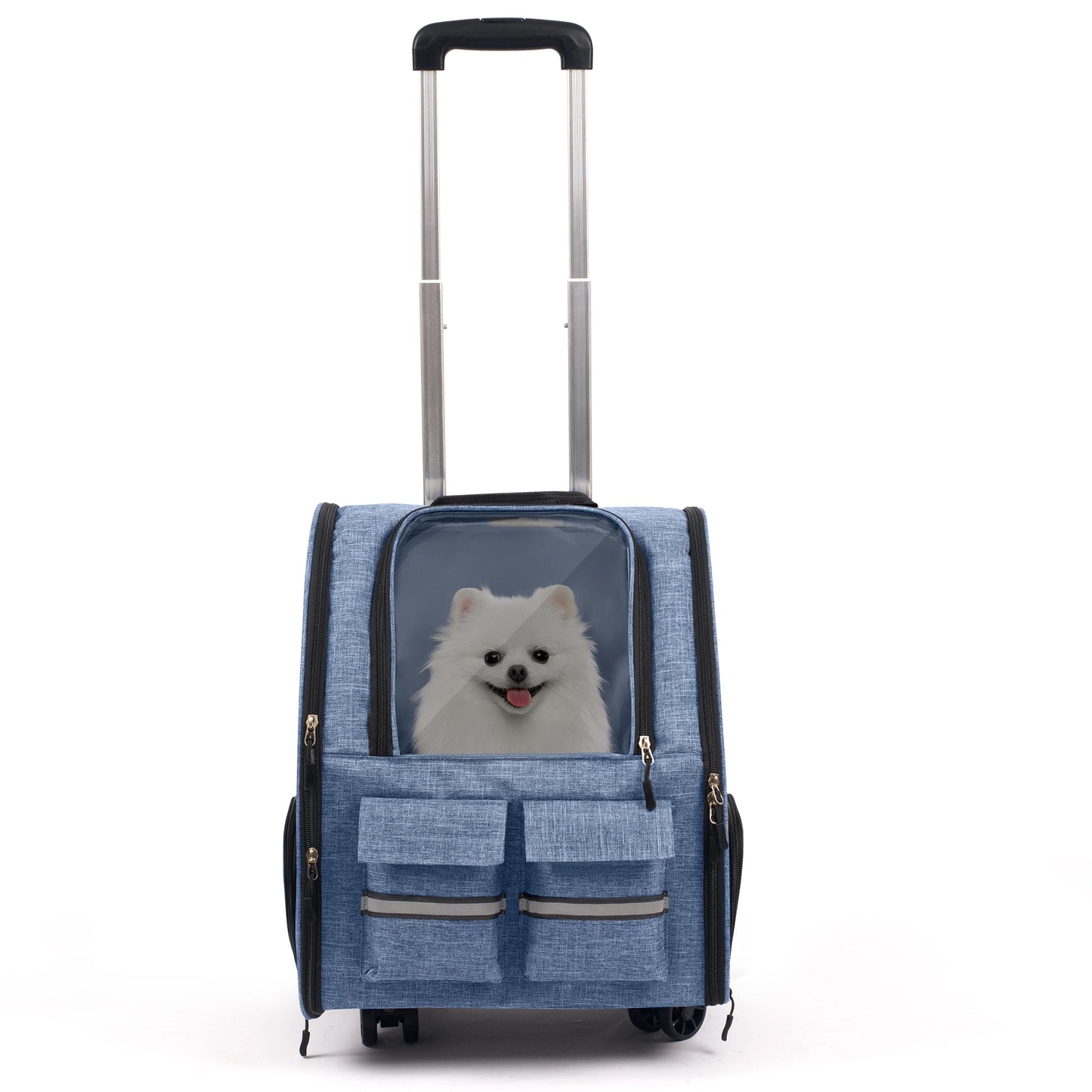 Rolling Pet Carrier Backpack with Removable Wheels, Large Pet Carrier with Wheels, Foldable Rolling Dog Carrier with Wheels
