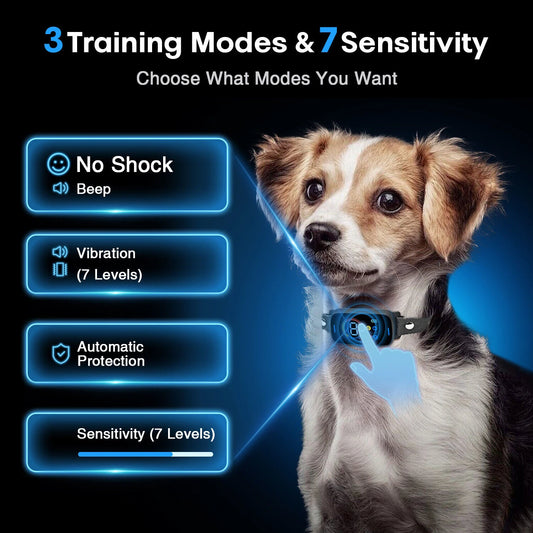 SGSPET Ultrasonic Color Screen Anti-Bark Collar Training Shock Pet No Barking