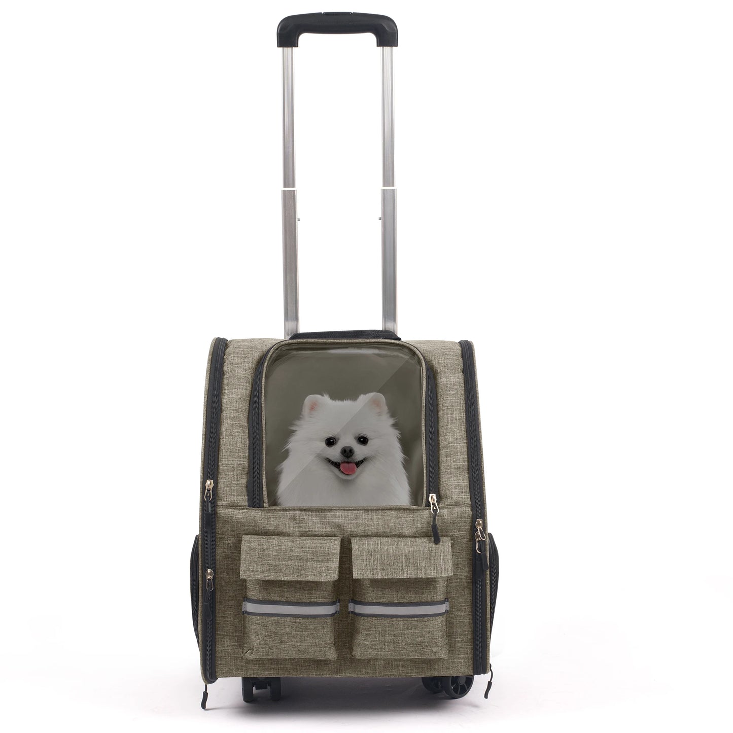 Rolling Pet Carrier Backpack with Removable Wheels, Large Pet Carrier with Wheels, Foldable Rolling Dog Carrier with Wheels