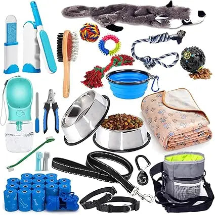 Puppy Supplies Starter Kit - 39-Piece Set of Puppy Essentials and Dog Stuff.Includes Dog Leash, Toys, Bowl, Brushes,and More.Per