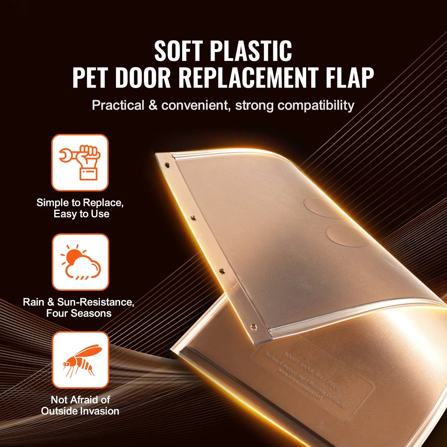 SucceBuy Pet Door Replacement Flap Compatible Flap Pet Doors Magnetic Strip Weather-proof Thickened PVC Replacement Flap