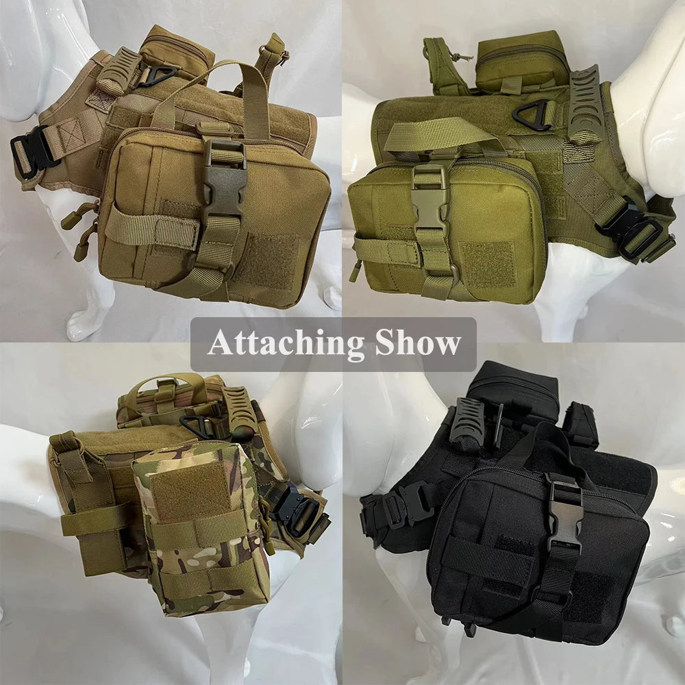 Dog Tactical Bags Set Molle Pouches Belt Attaching on Harness Sticker Military Dog Training Bags For Large Dogs Accessories