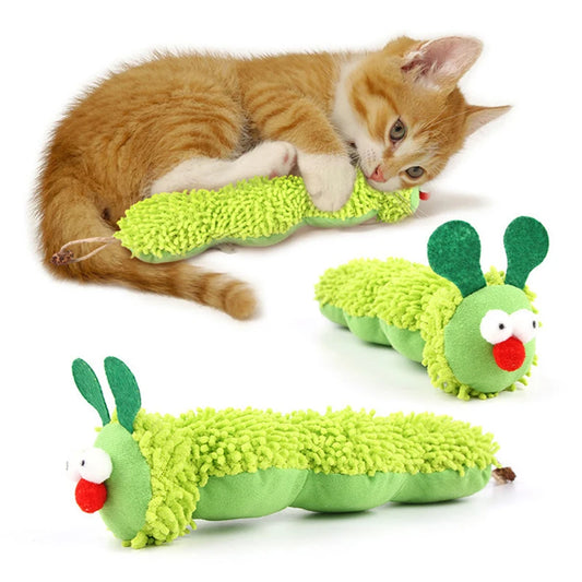 Caterpillar Plush Chew Toy for Cats & Dogs, Durable Bite-Resistant Teething Pet Toy, Interactive Soft Cat Dog Boredom Relief