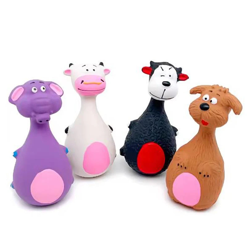 1 Piece Fat Bellied Cartoon Fun Bite Resistant Latex Sound Dog Toy Purple Elephant White Cow Brown Optional
