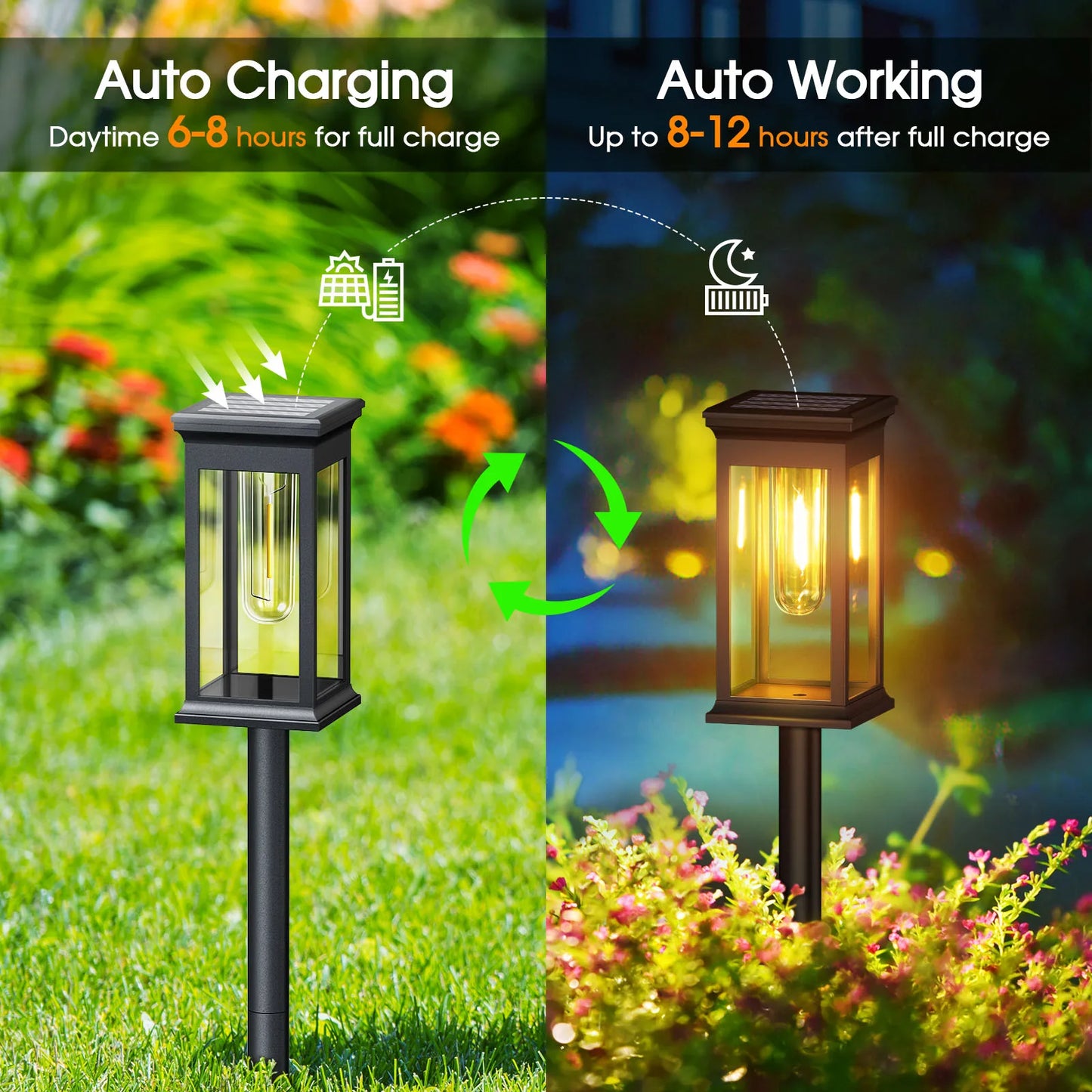 12 Pack [Upgraded] Solar Lights, 2700K Warm White, Super Bright 12Hrs, for Yard/Garden Walkway